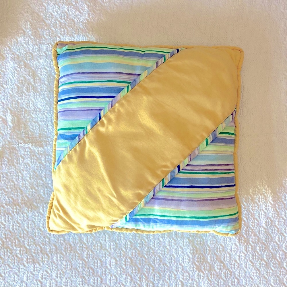 Accent Pillow Striped Yellow Blue